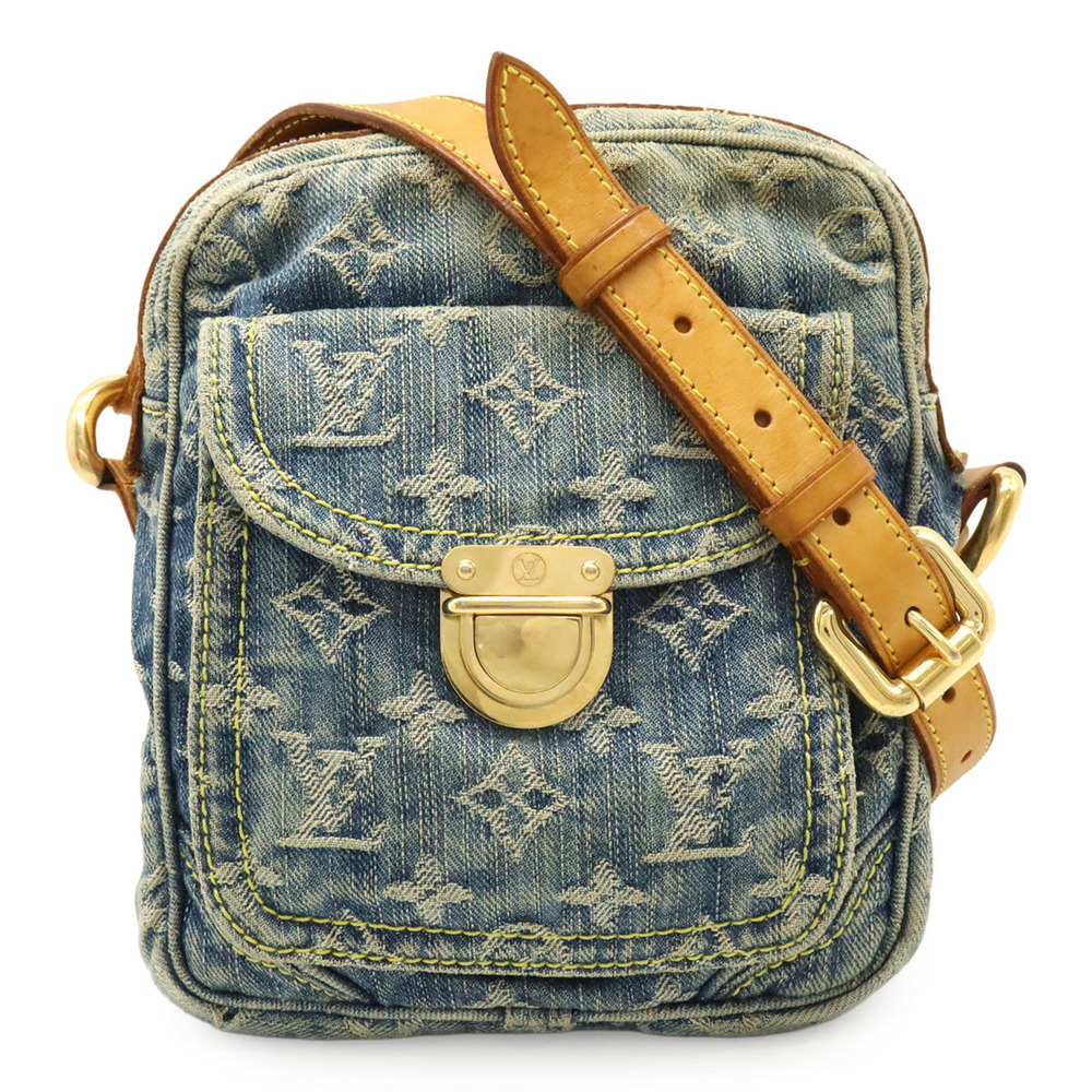 LOUIS VUITTON Monogram Denim Camera Bag Shoulder Crossbody Blue